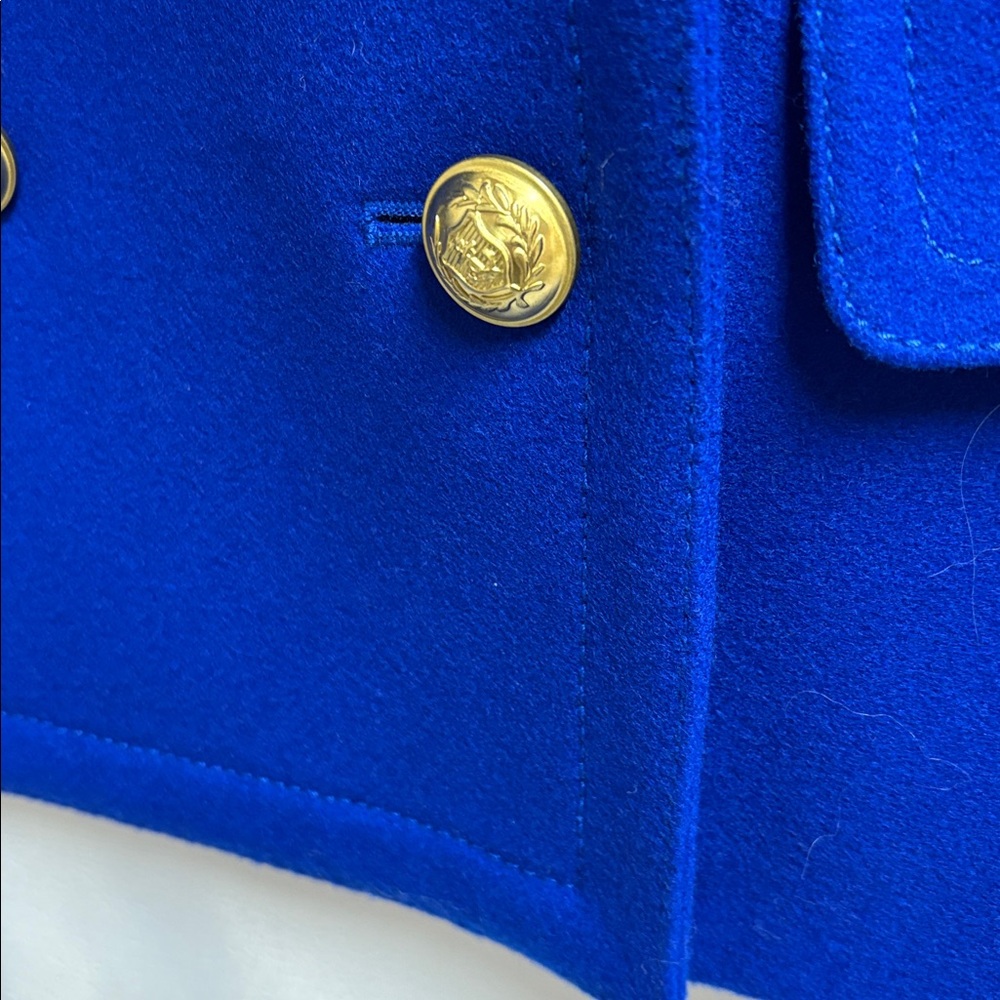 J. Crew Melton Wool Double Breasted Cropped Pea Coat Royal Blue Size 8 NWT - Picture 4 of 8